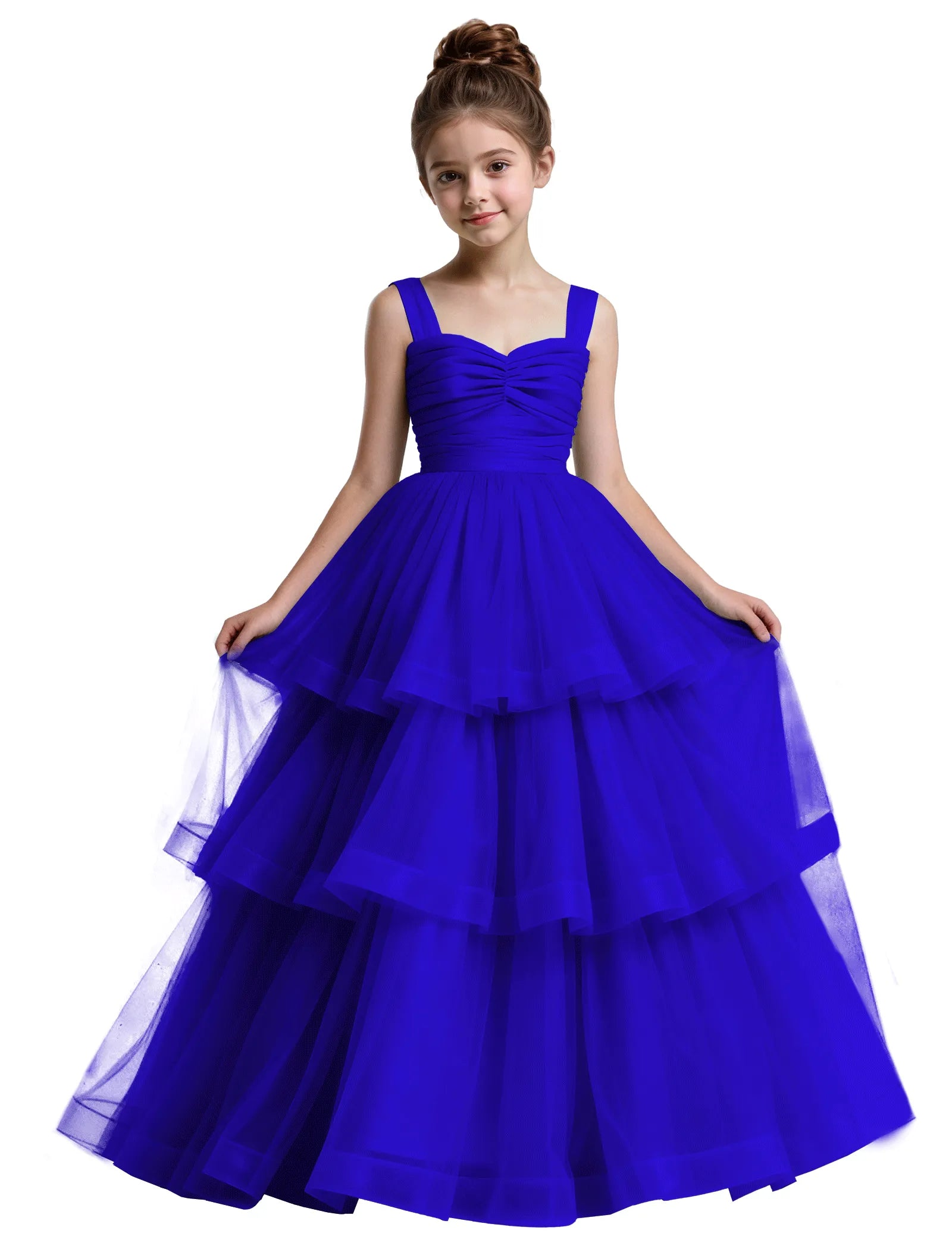 Layered Tulle Princess Ball Gown With Bow Back