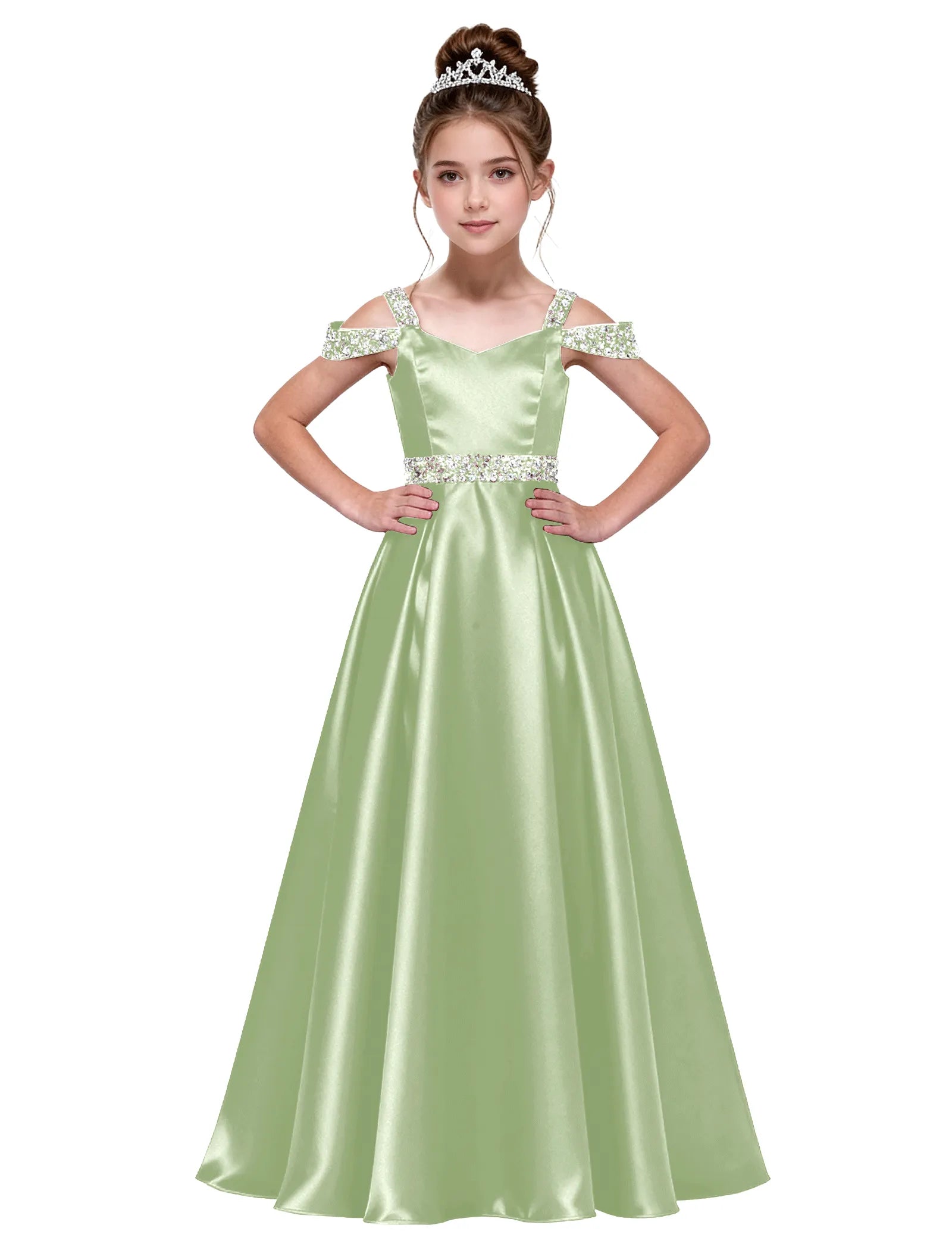 Pearl Blossom Satin Junior Gown