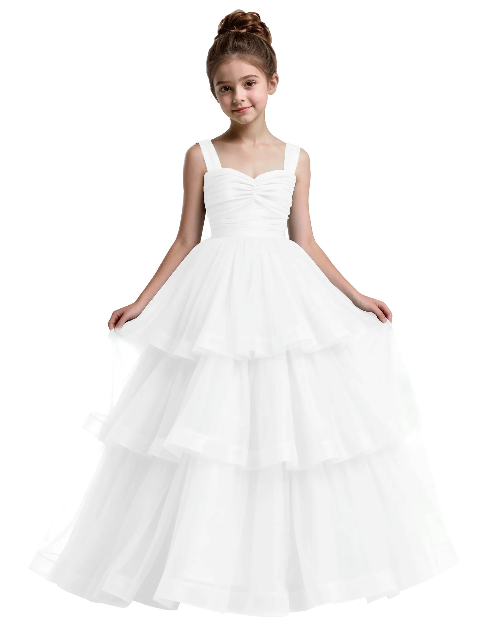 Layered Tulle Princess Ball Gown With Bow Back