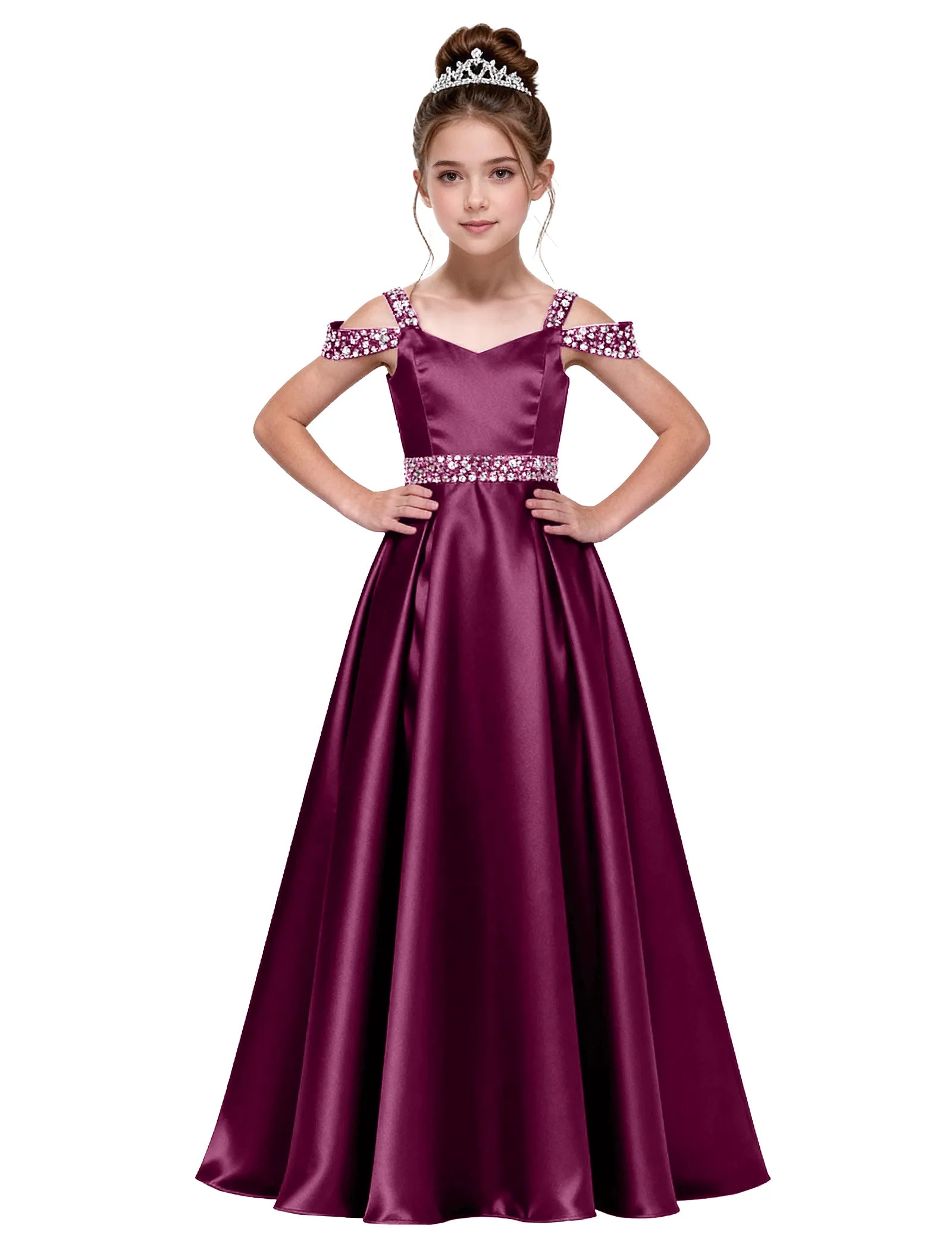 Pearl Blossom Satin Junior Gown