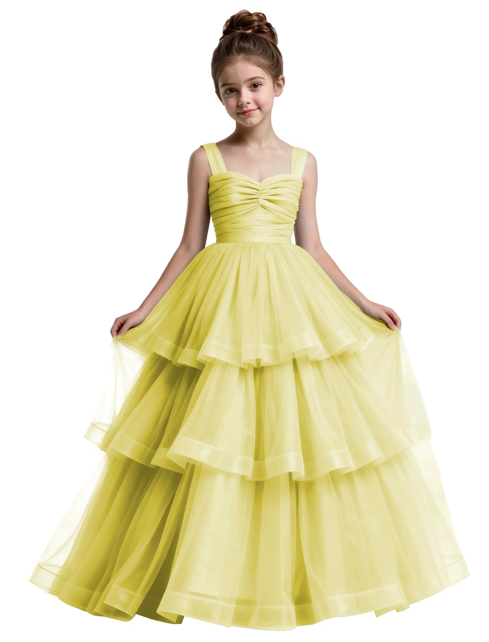 Layered Tulle Princess Ball Gown With Bow Back