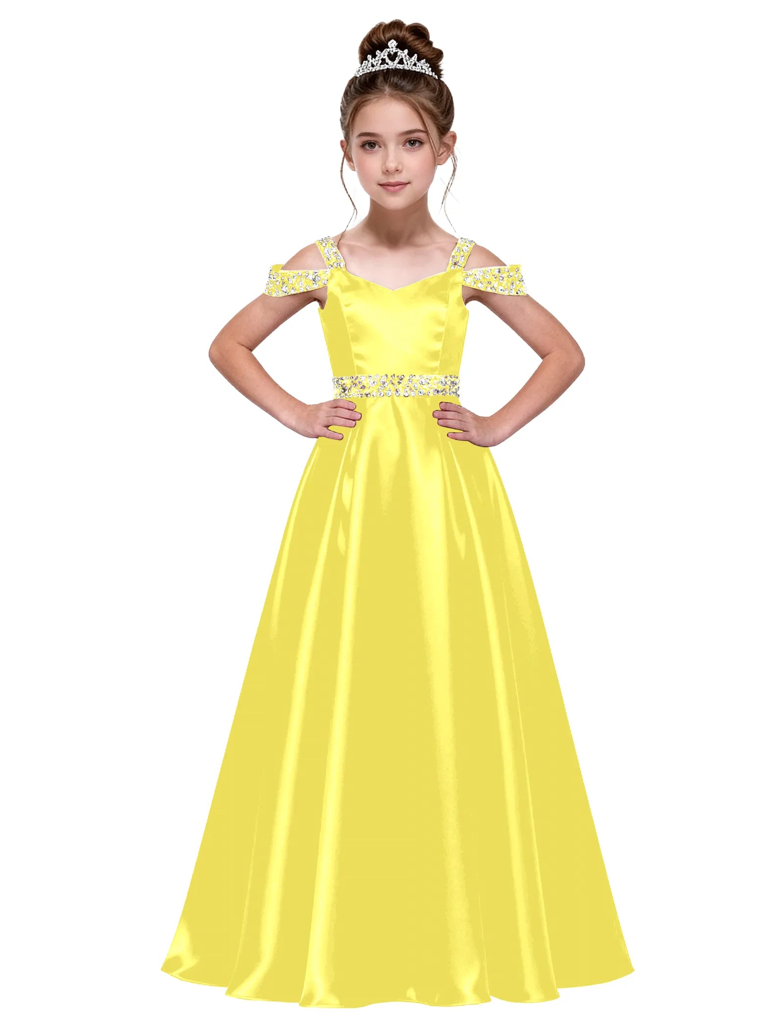 Pearl Blossom Satin Junior Gown