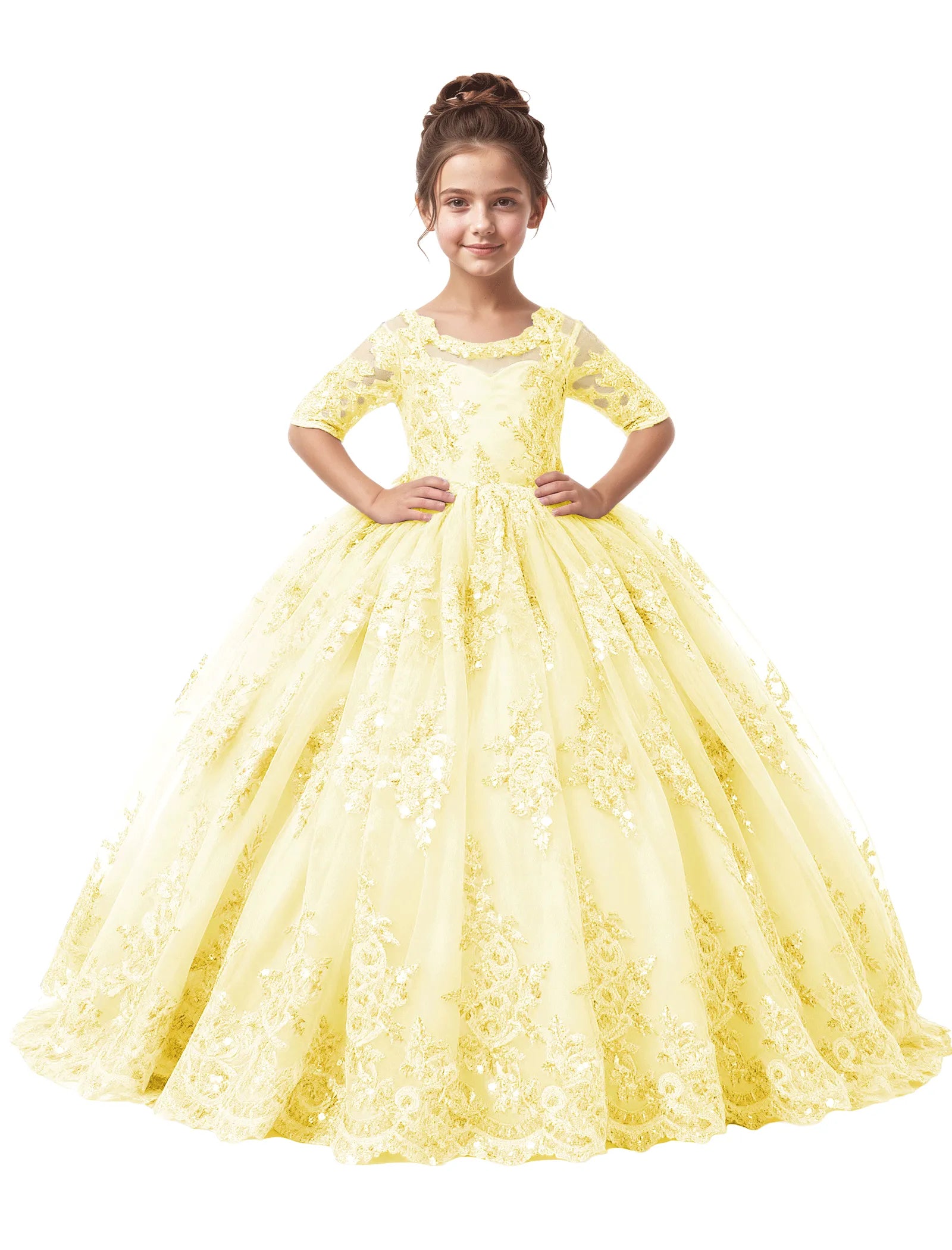 Vestido de princesa sin mangas de encaje