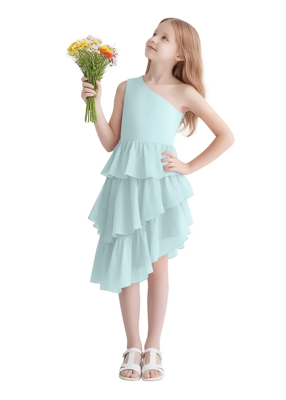 Twirl Belle One-Shoulder Ruffle Dress