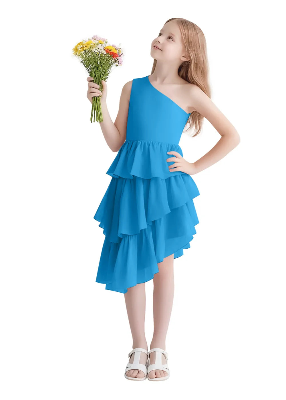 Twirl Belle One-Shoulder Ruffle Dress