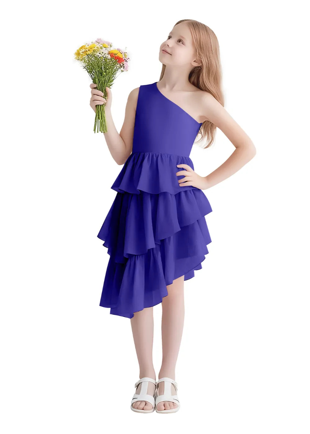 Twirl Belle One-Shoulder Ruffle Dress