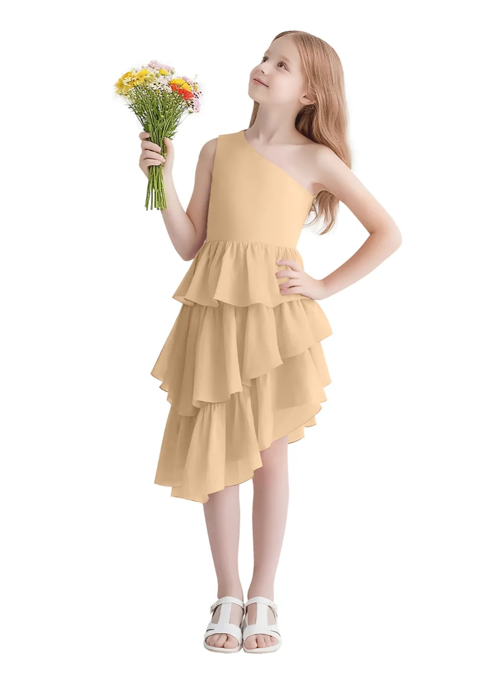 Twirl Belle One-Shoulder Ruffle Dress