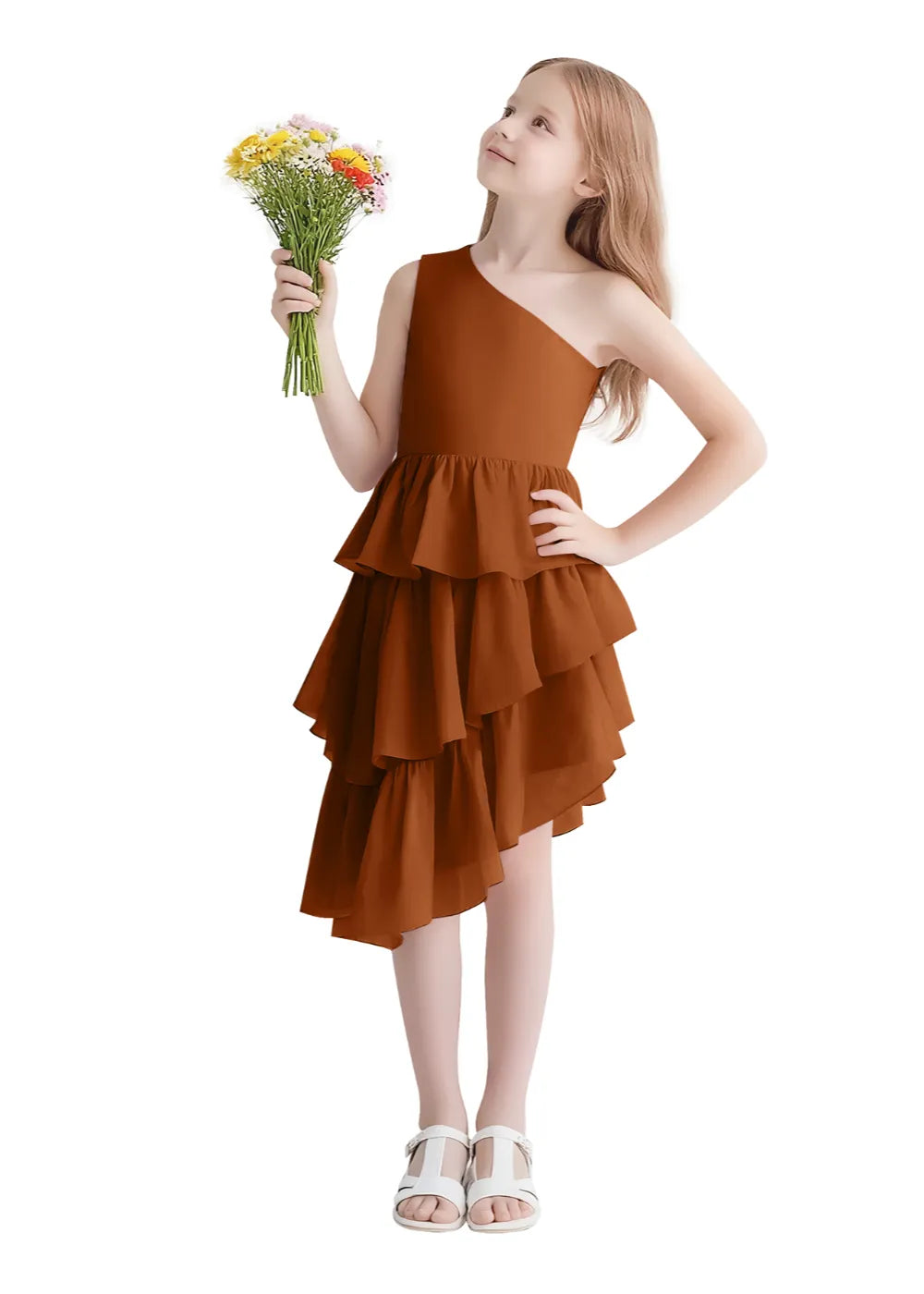 Twirl Belle One-Shoulder Ruffle Dress