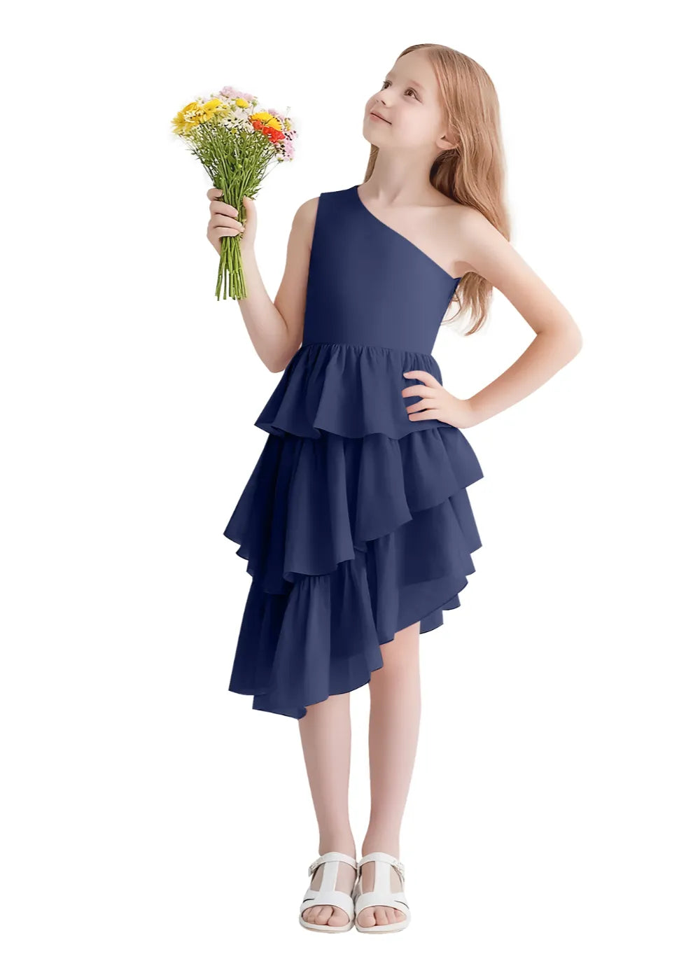 Twirl Belle One-Shoulder Ruffle Dress