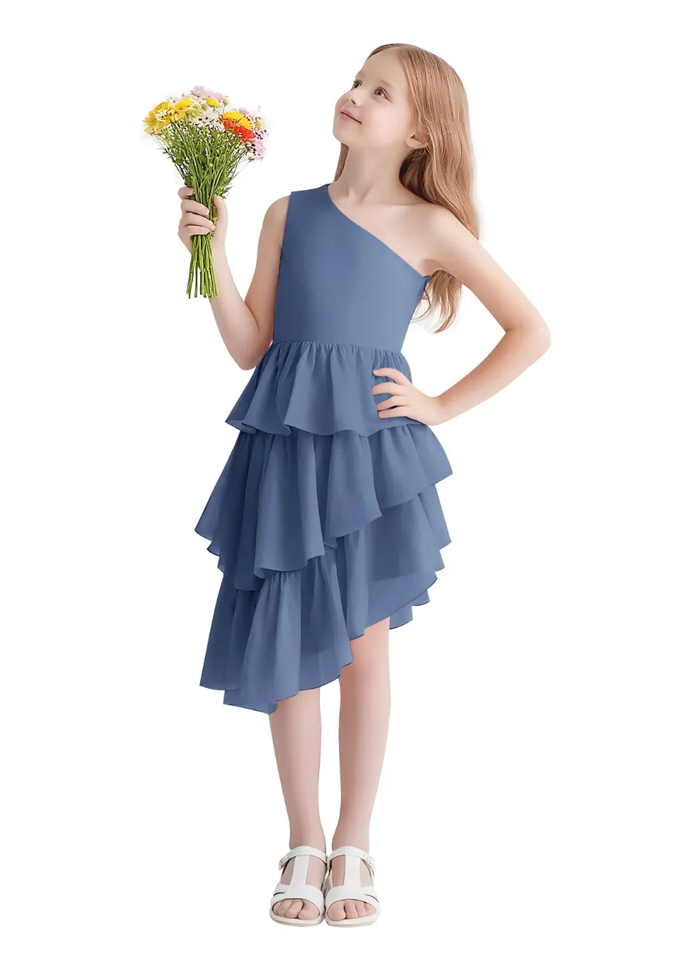Twirl Belle One-Shoulder Ruffle Dress