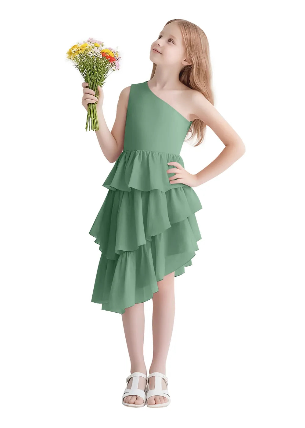 Twirl Belle One-Shoulder Ruffle Dress