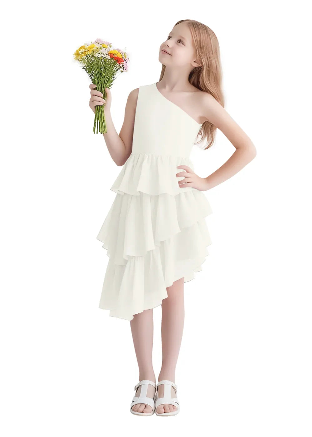 Twirl Belle One-Shoulder Ruffle Dress