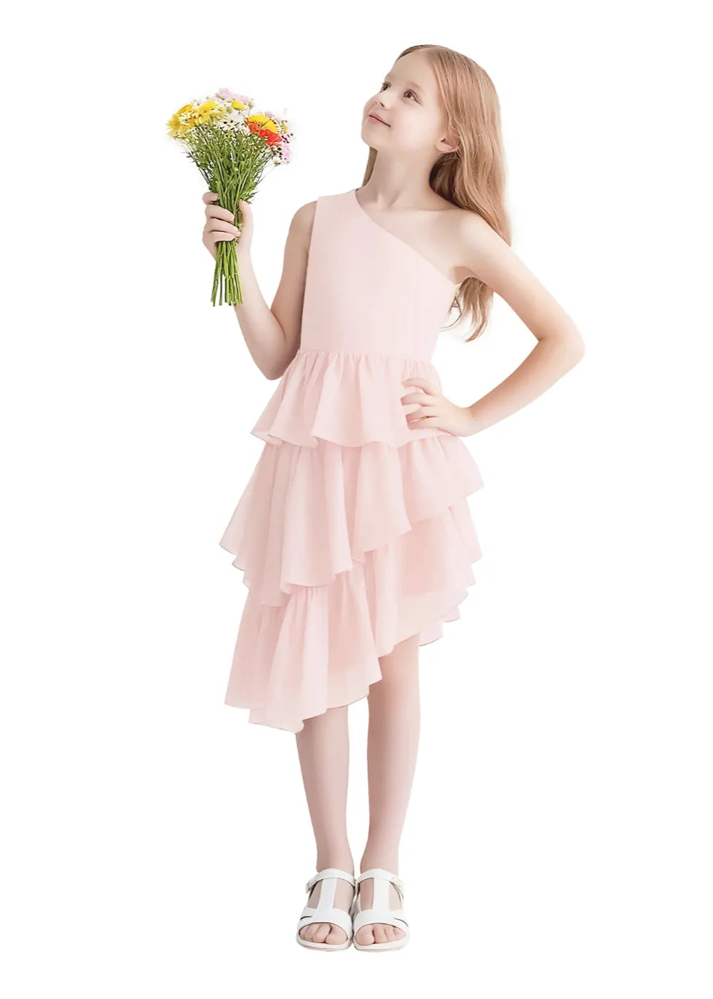 Twirl Belle One-Shoulder Ruffle Dress