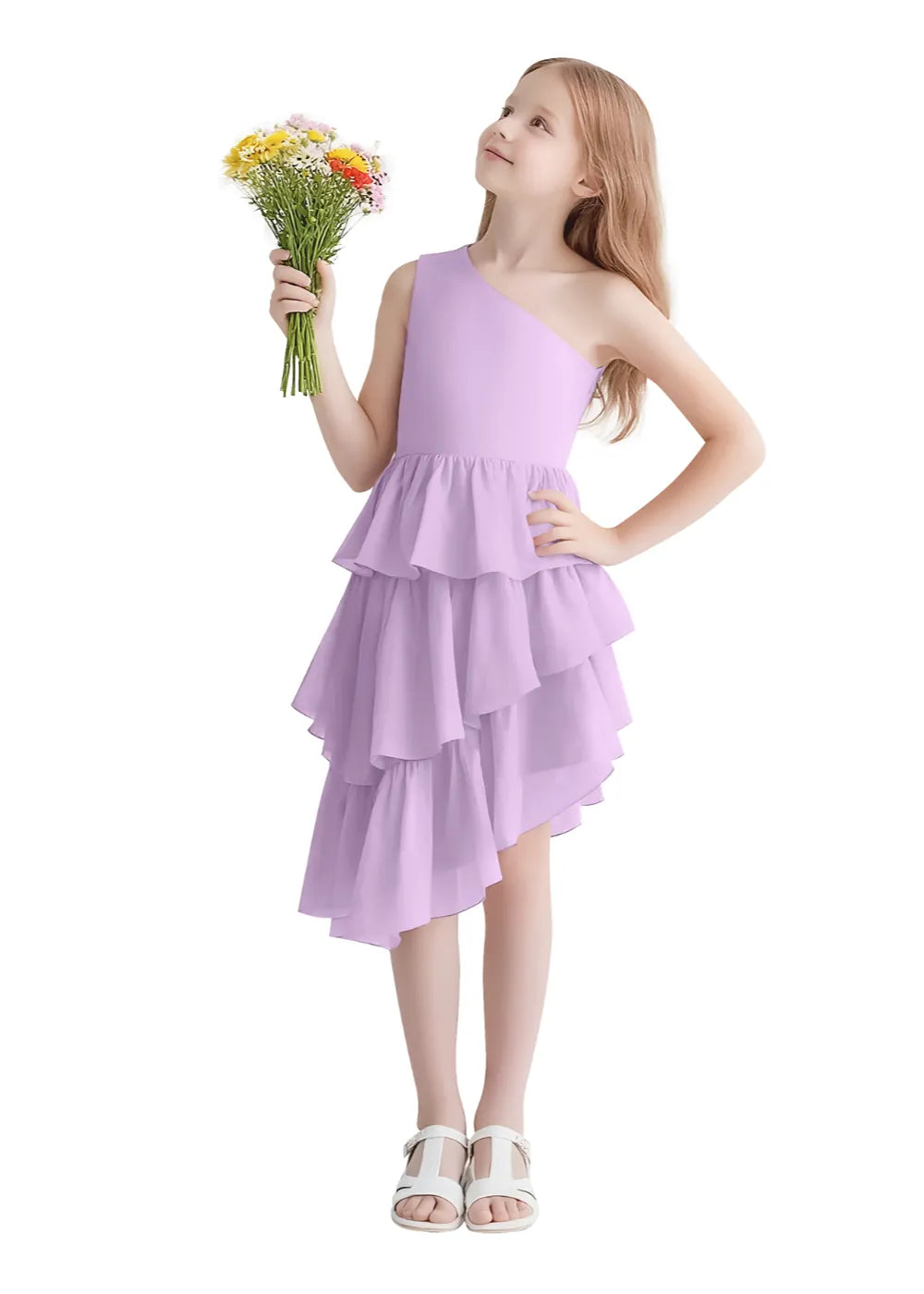 Twirl Belle One-Shoulder Ruffle Dress