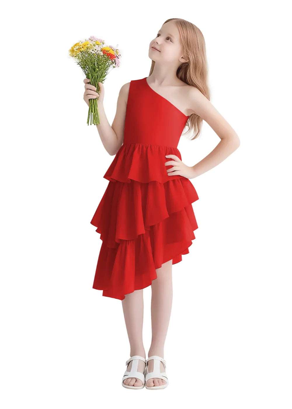 Twirl Belle One-Shoulder Ruffle Dress