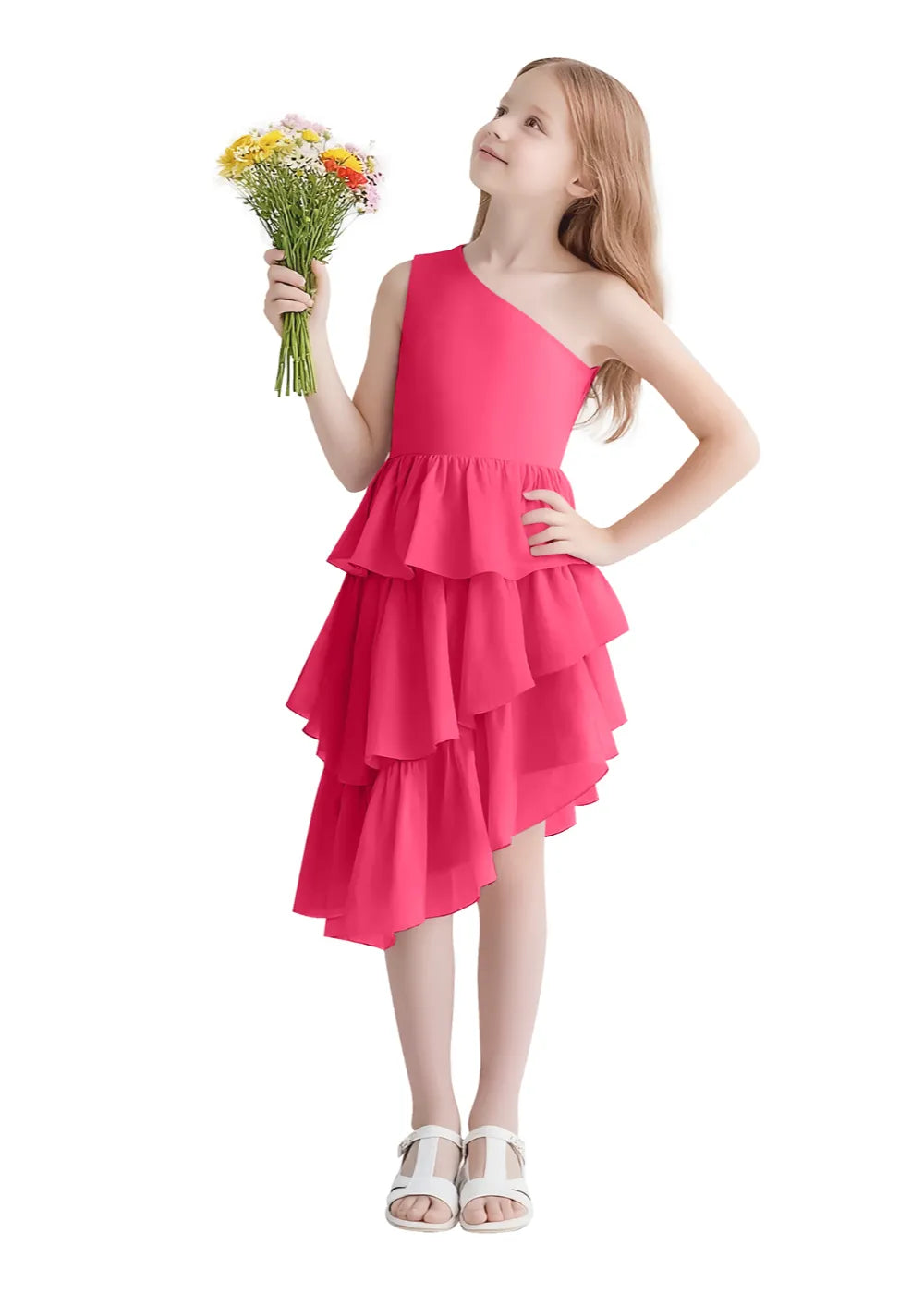 Twirl Belle One-Shoulder Ruffle Dress