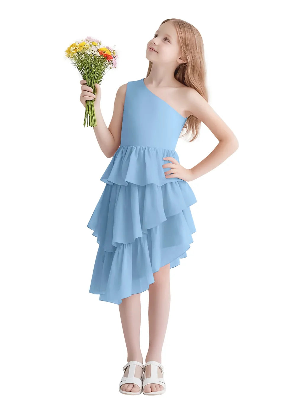 Twirl Belle One-Shoulder Ruffle Dress