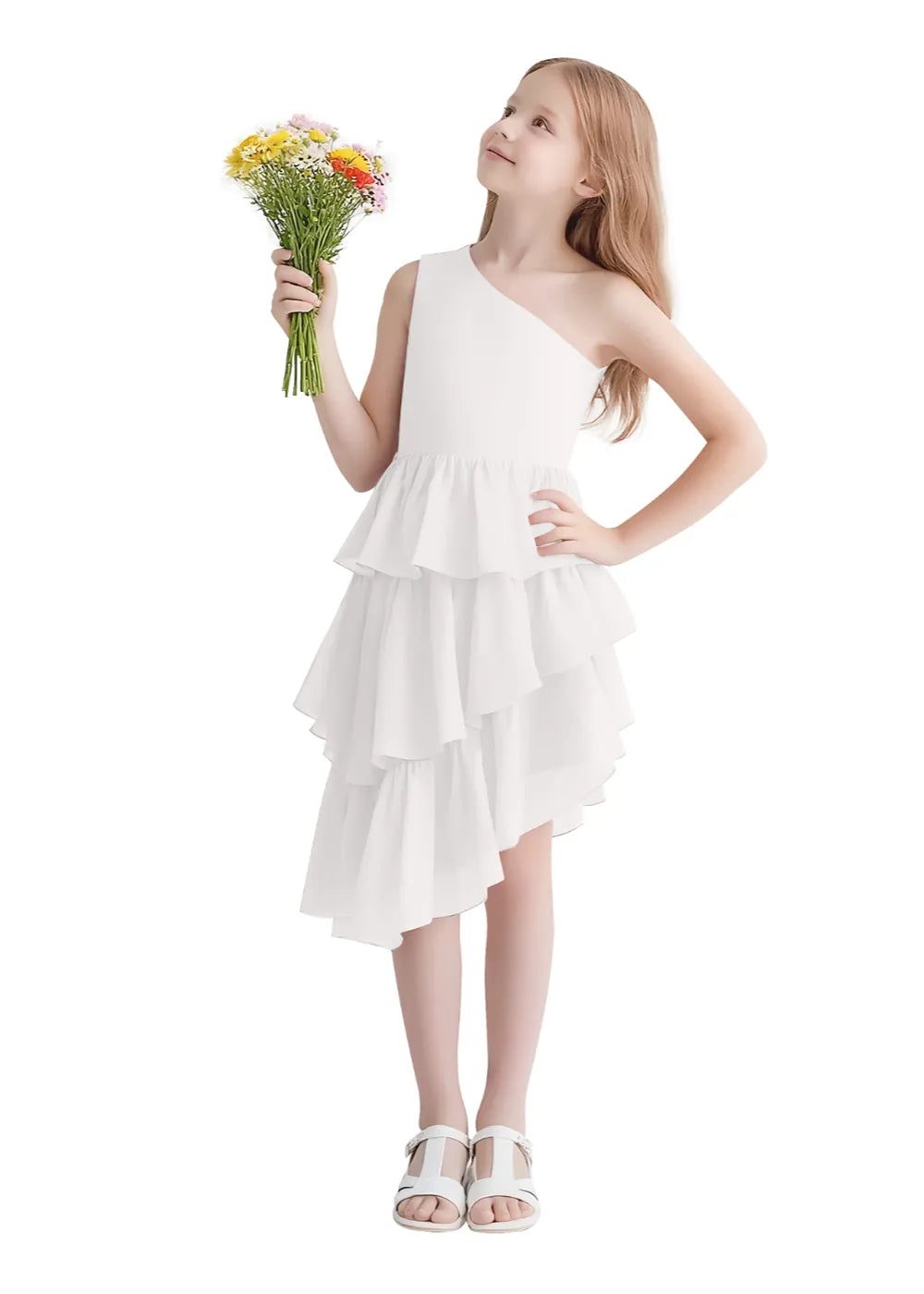 Twirl Belle One-Shoulder Ruffle Dress