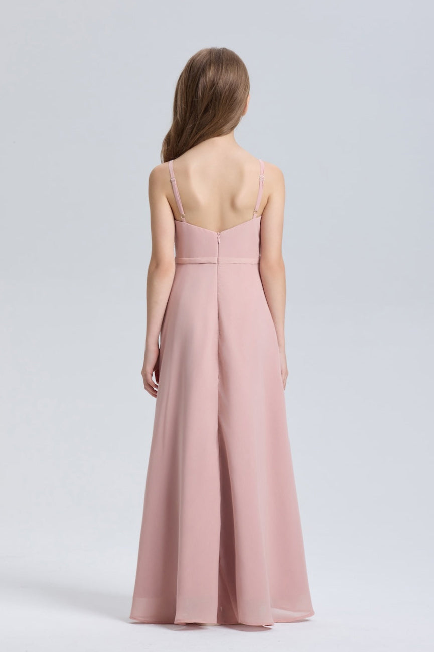 Spaghetti Straps Ruffle Chiffon Flower Girl Dress