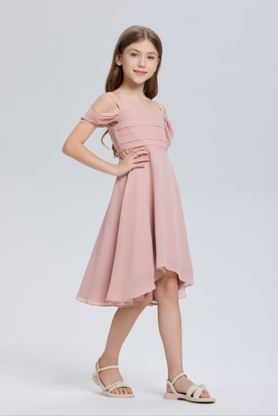 Pretty Spaghetti Straps Chiffon Flower Girl Dress