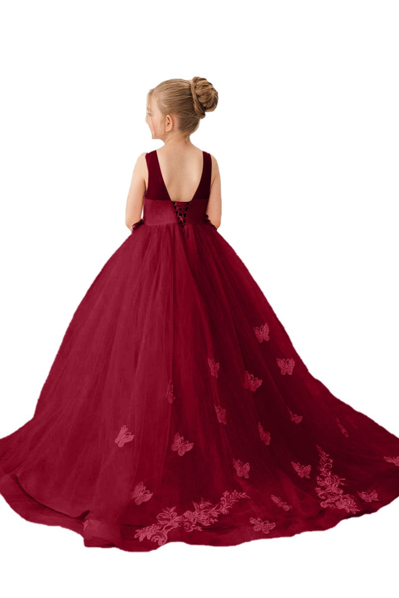 Applique Tulle Pageant Princess Gown