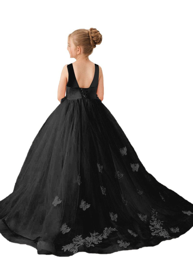 Applique Tulle Pageant Princess Gown