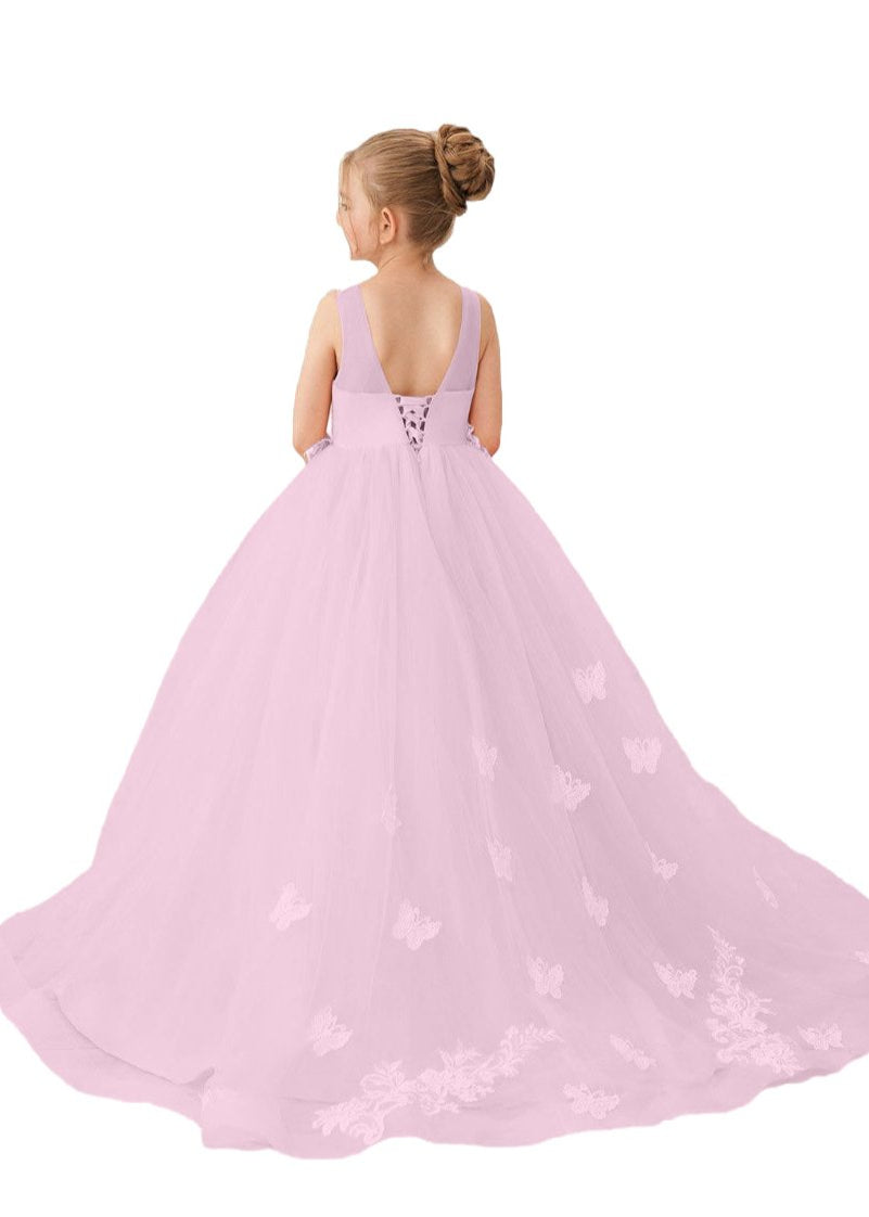 Applique Tulle Pageant Princess Gown
