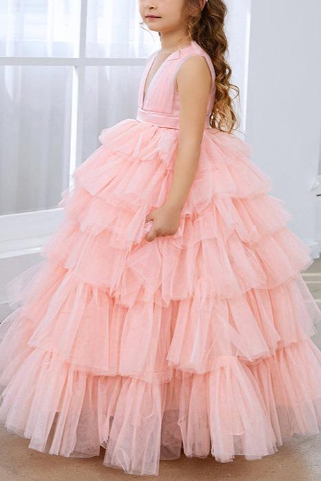 Applique Lace Tulle Flower Girl Dress
