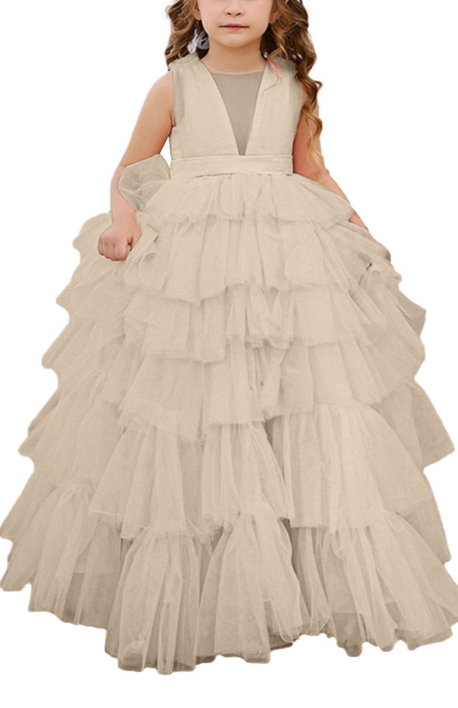 Applique Lace Tulle Flower Girl Dress