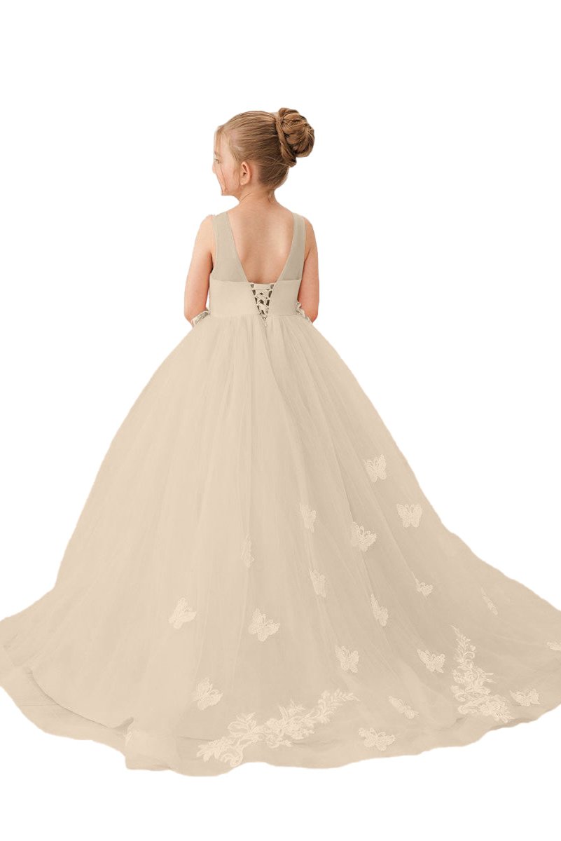 Applique Tulle Pageant Princess Gown