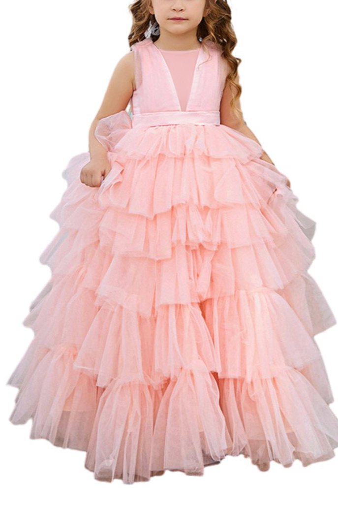 Applique Lace Tulle Flower Girl Dress