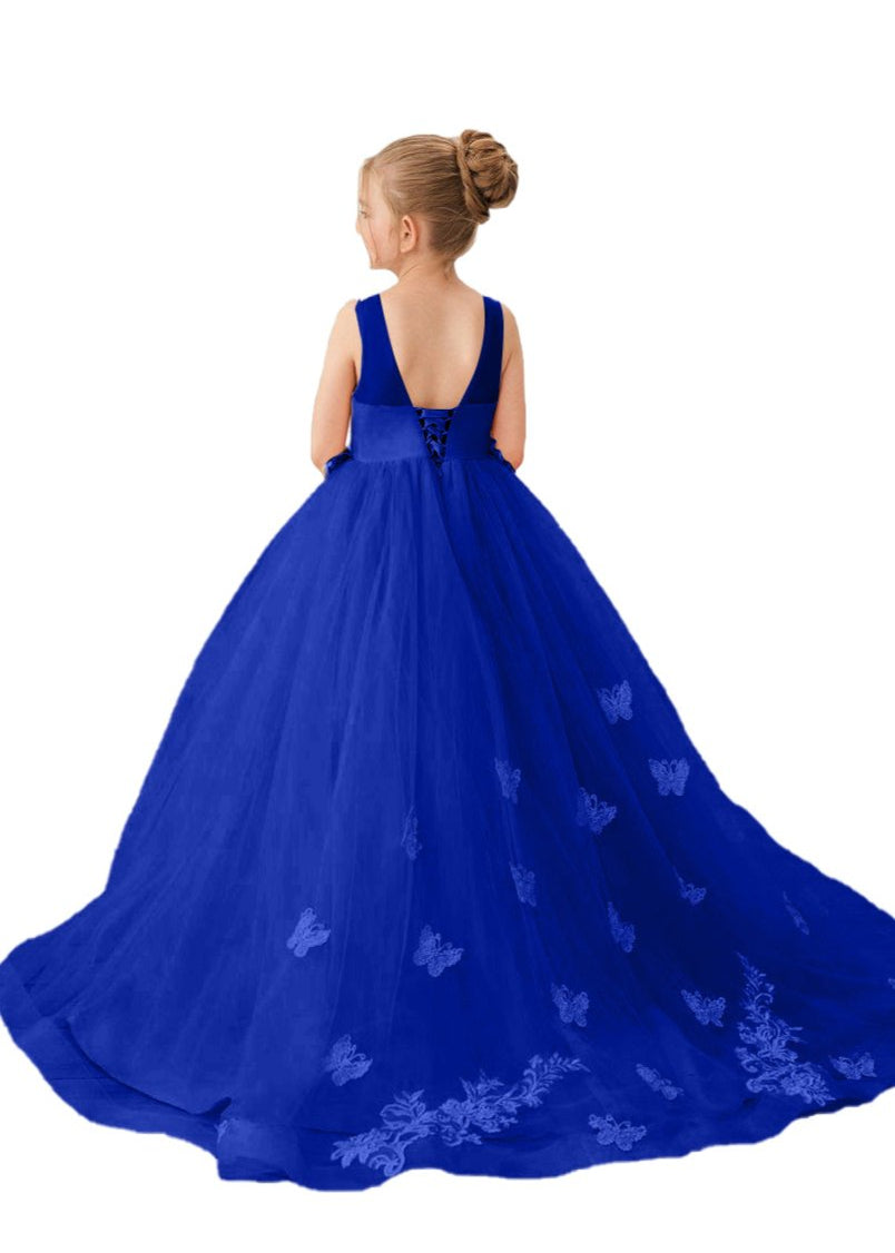 Applique Tulle Pageant Princess Gown