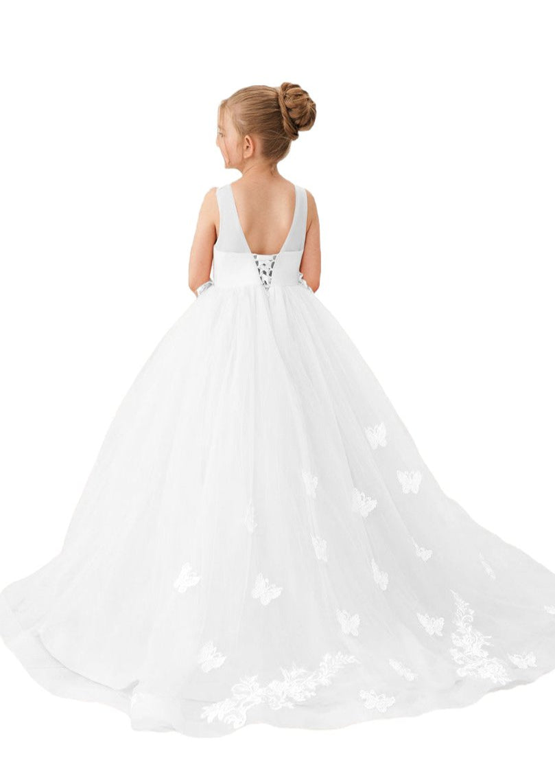 Applique Tulle Pageant Princess Gown