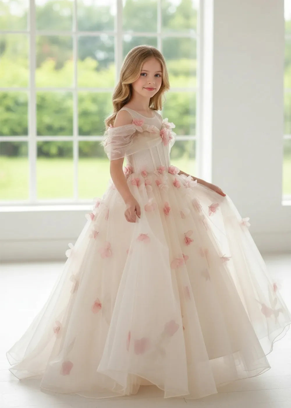 Aria Flutter Flower Girl Gown