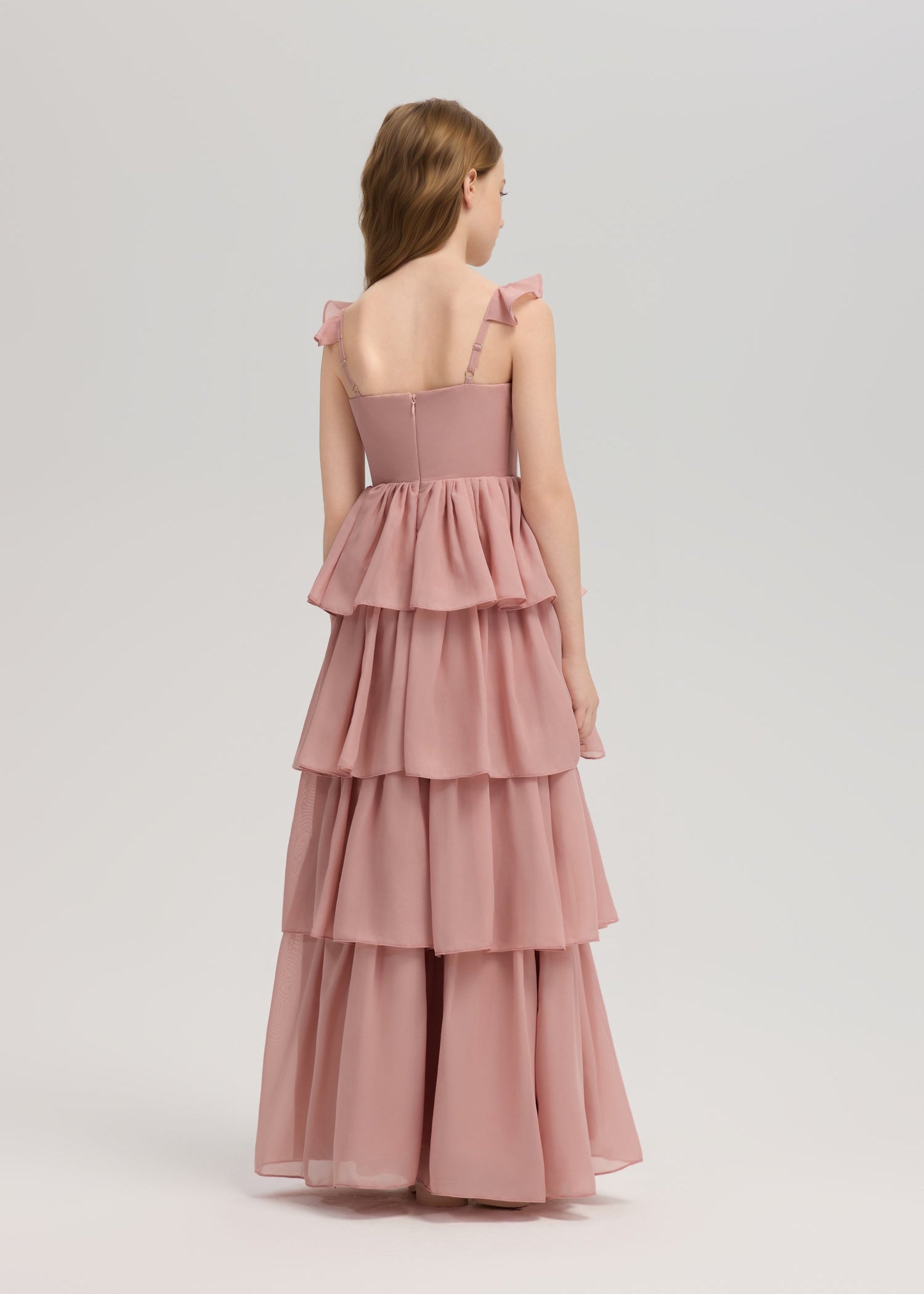 Junior Bridesmaid Dress Tiered Long Gown