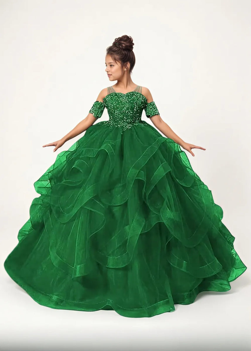 off the shoulder princess dress Luxury Off-Shoulder Flower Girl Dress Princess Pageant Gown for Girls