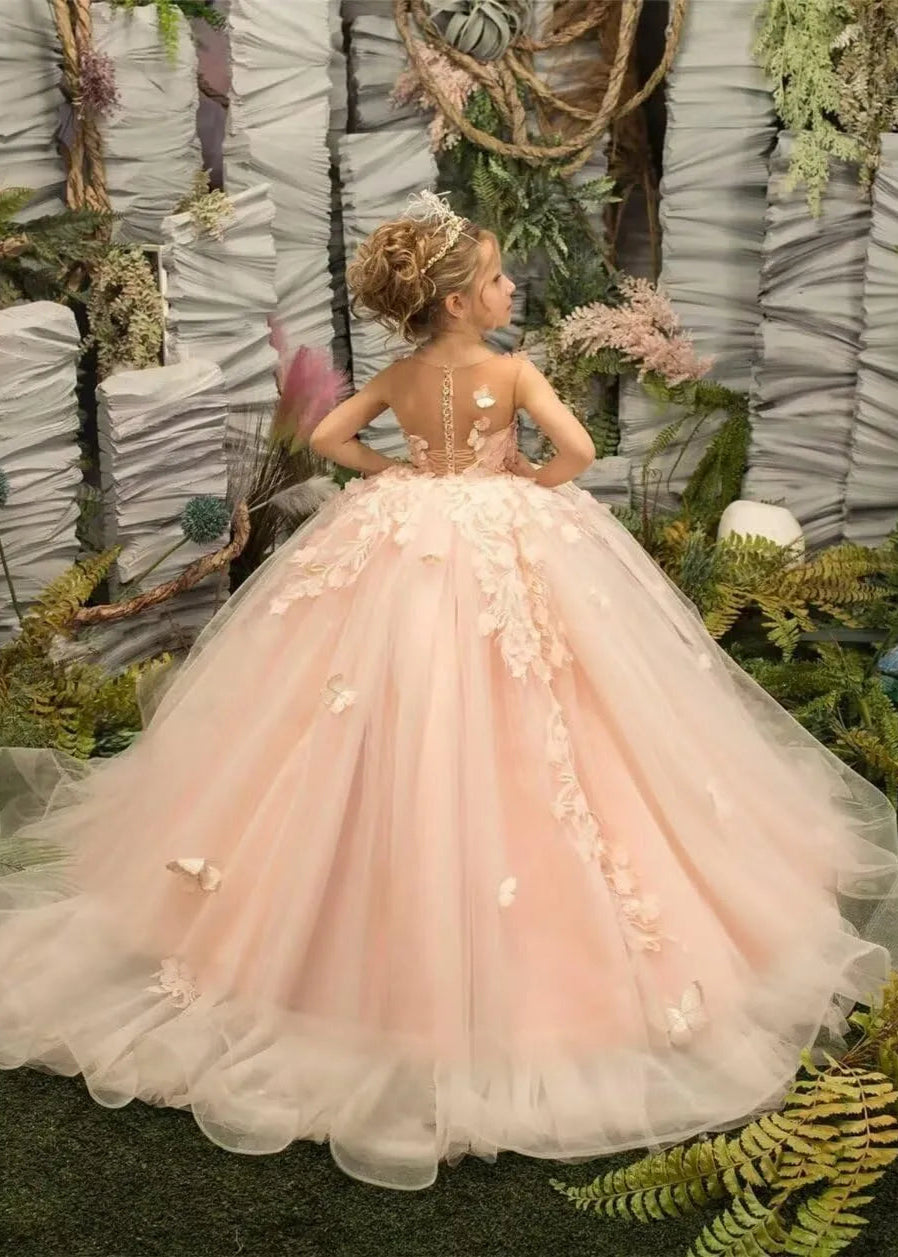 3D Butterfly & Flower Girl Dress