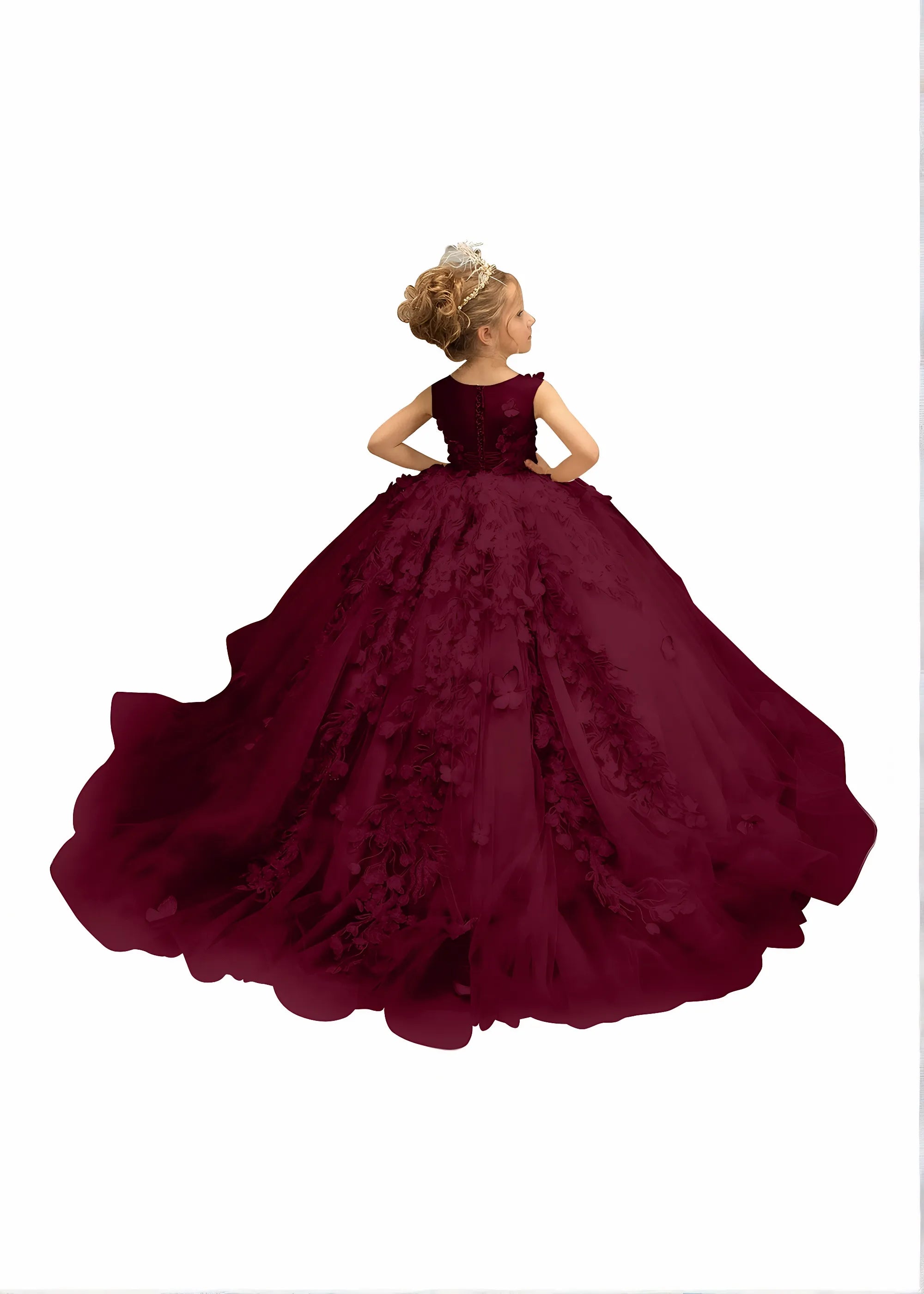 3D Butterfly & Flower Girl Dress