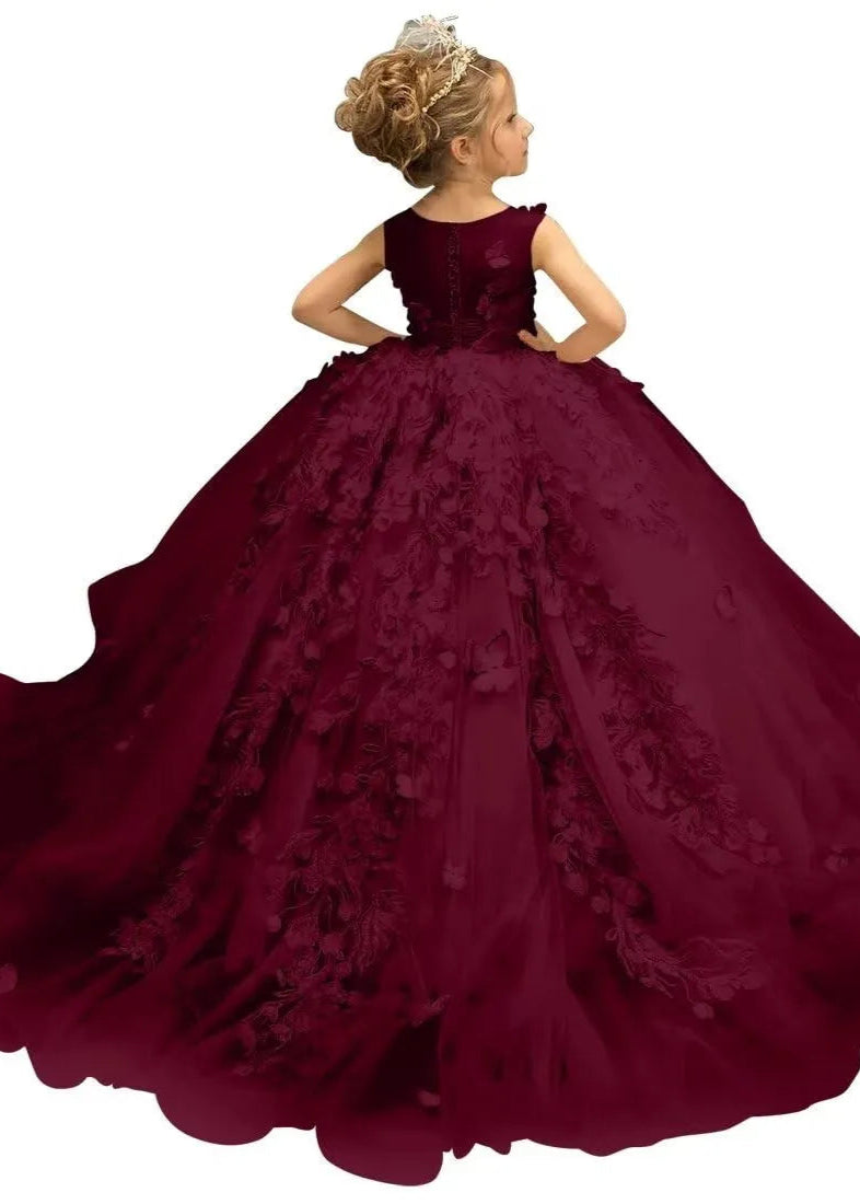 3D Butterfly & Flower Girl Dress