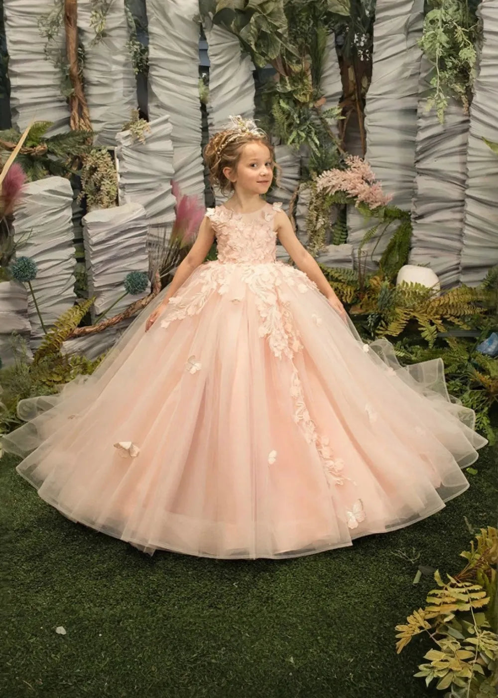 3D Butterfly & Flower Girl Dress