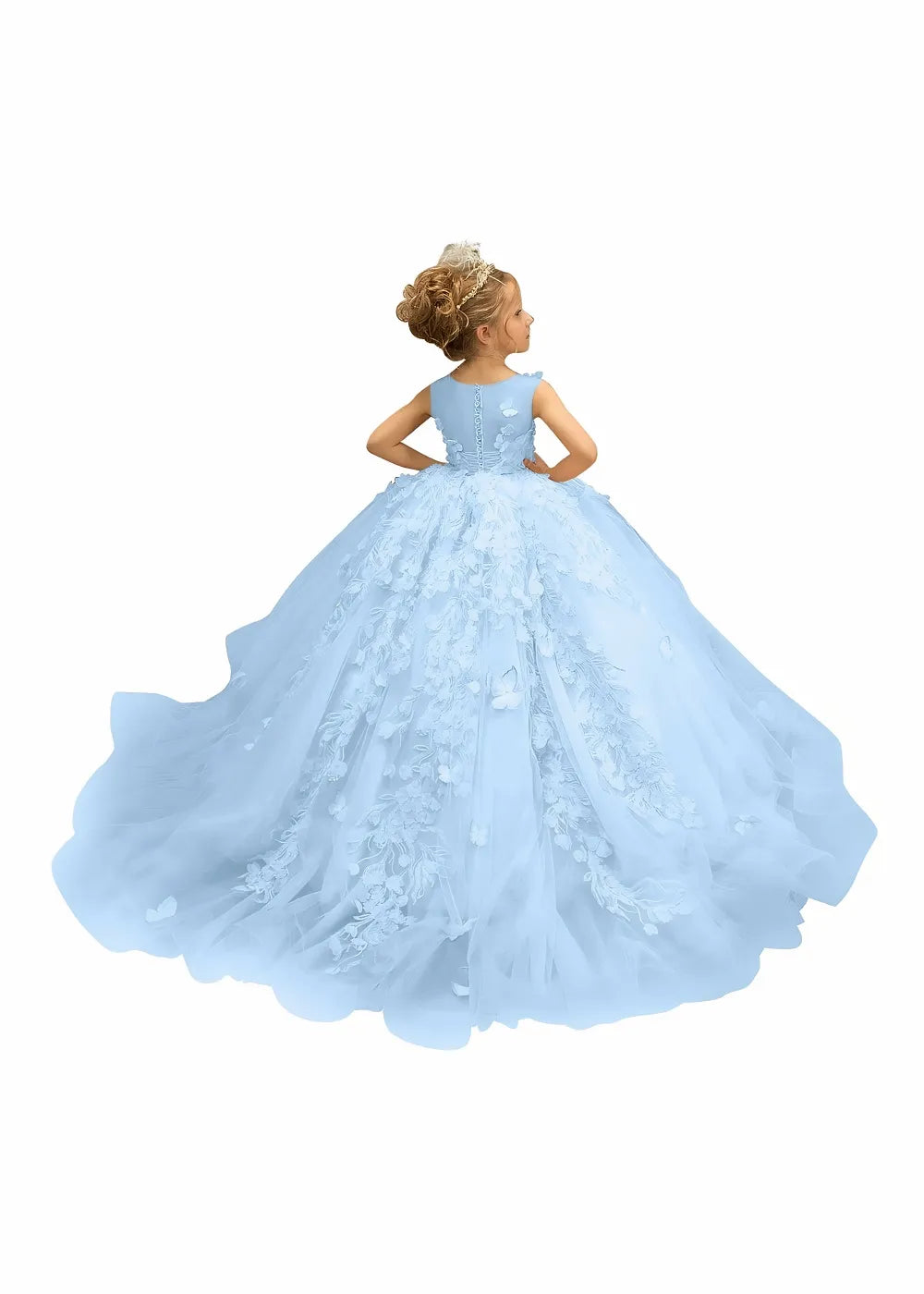 3D Butterfly & Flower Girl Dress