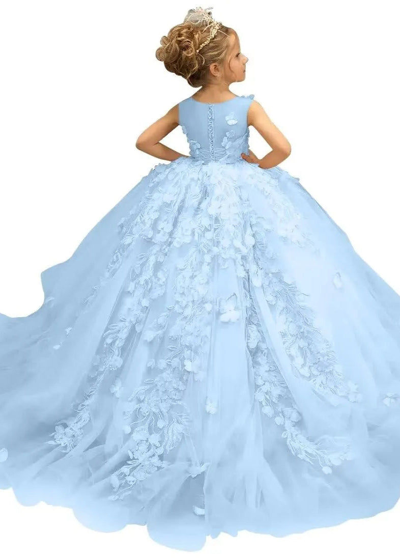 3D Butterfly & Flower Girl Dress
