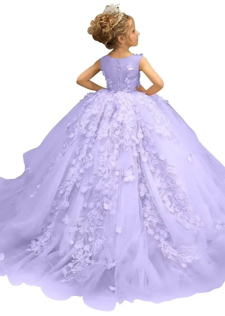3D Butterfly & Flower Girl Dress