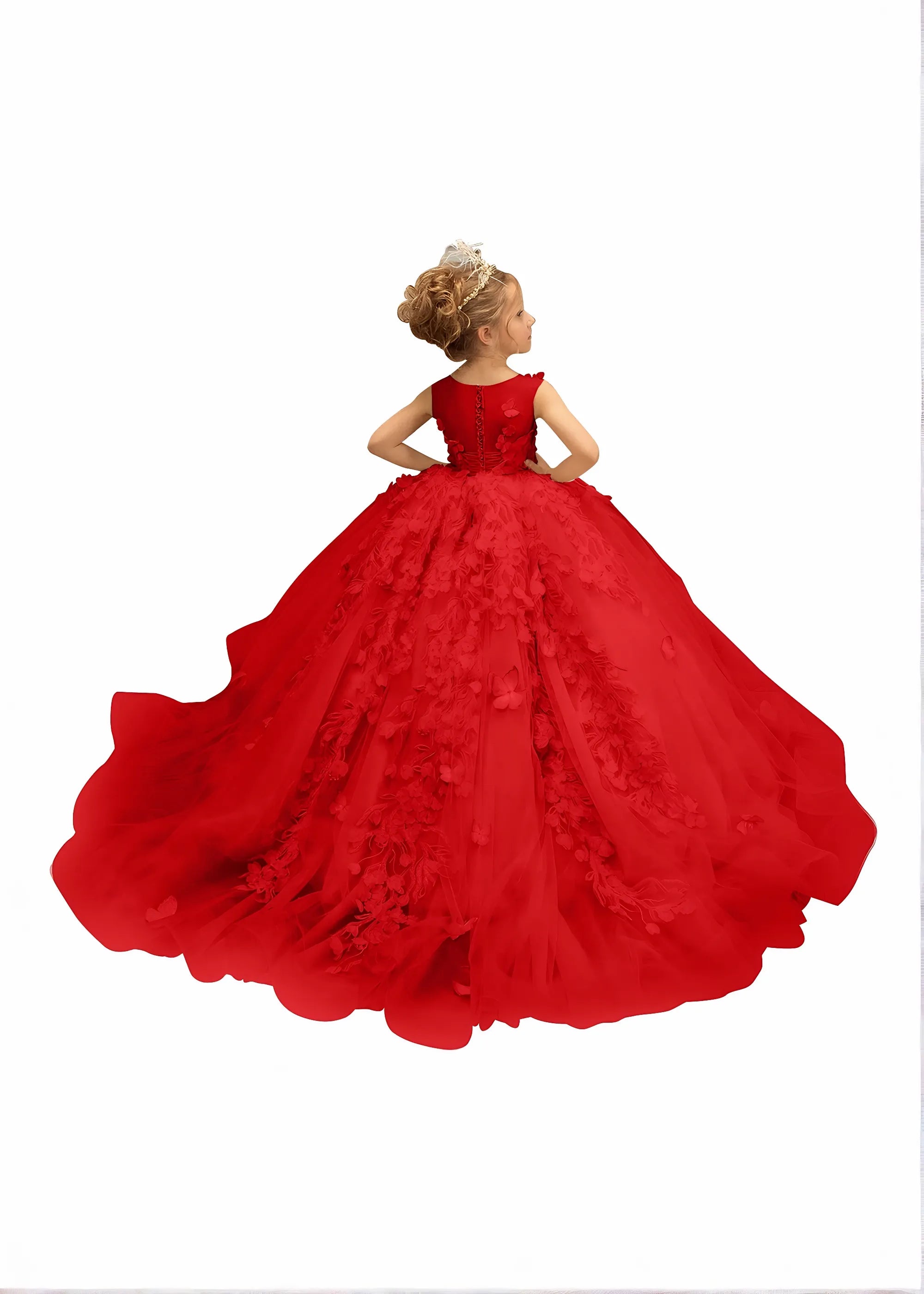 3D Butterfly & Flower Girl Dress