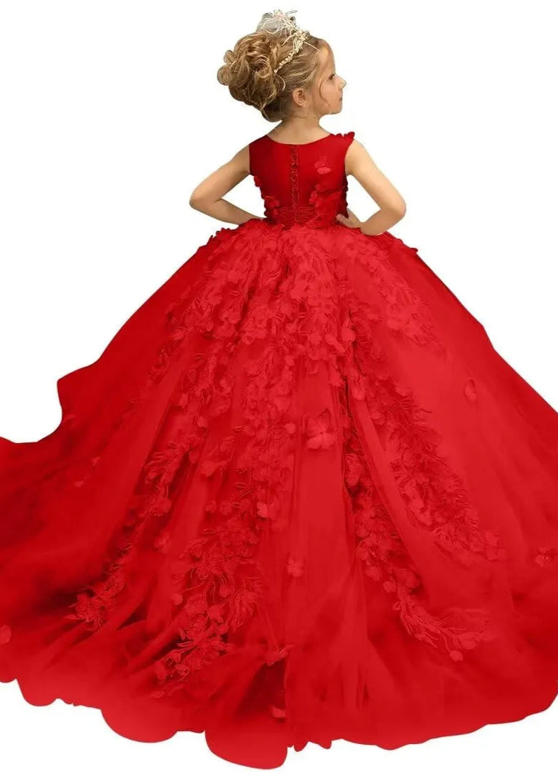 3D Butterfly & Flower Girl Dress
