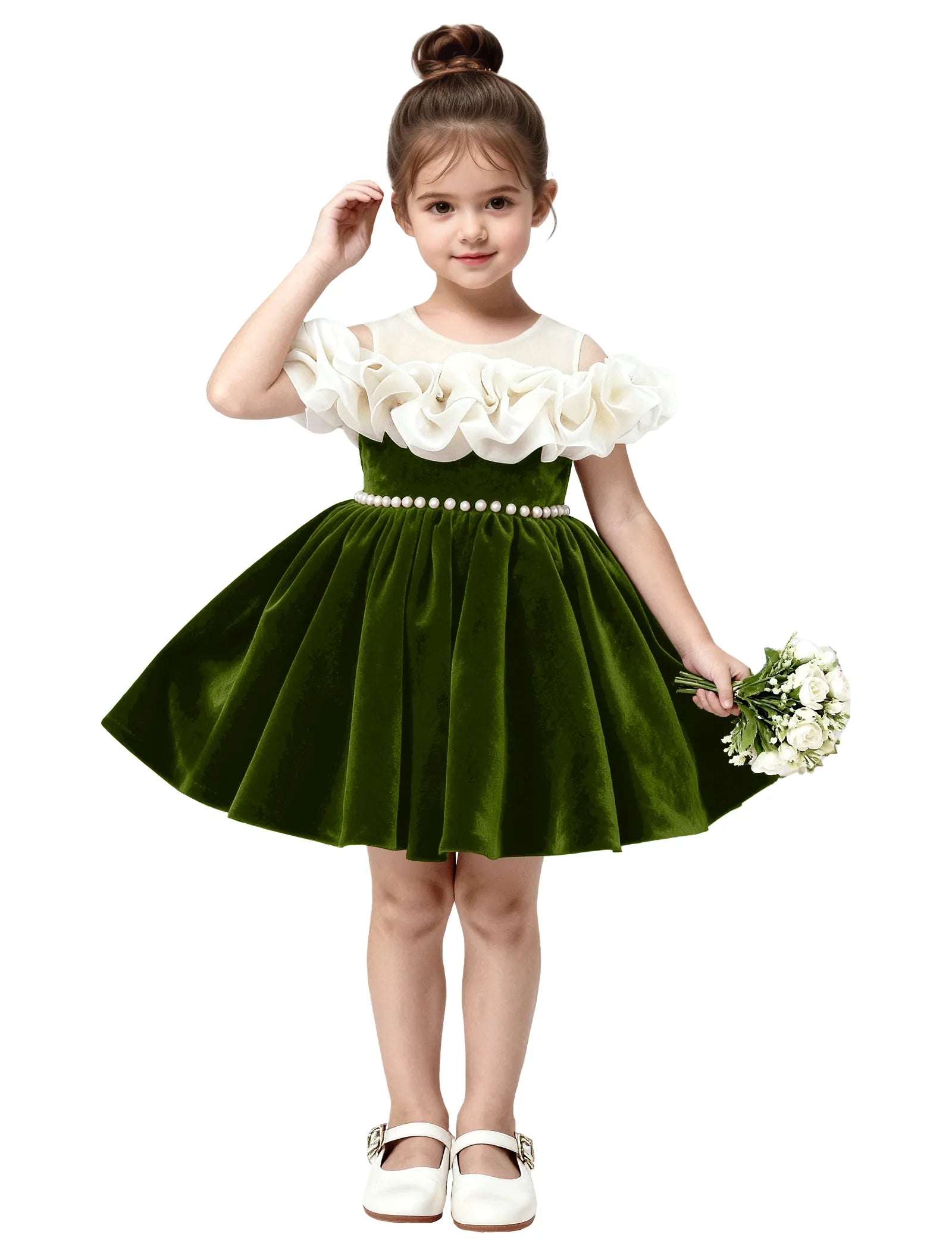 Unique Pageant Velvet Dress for Little Girls