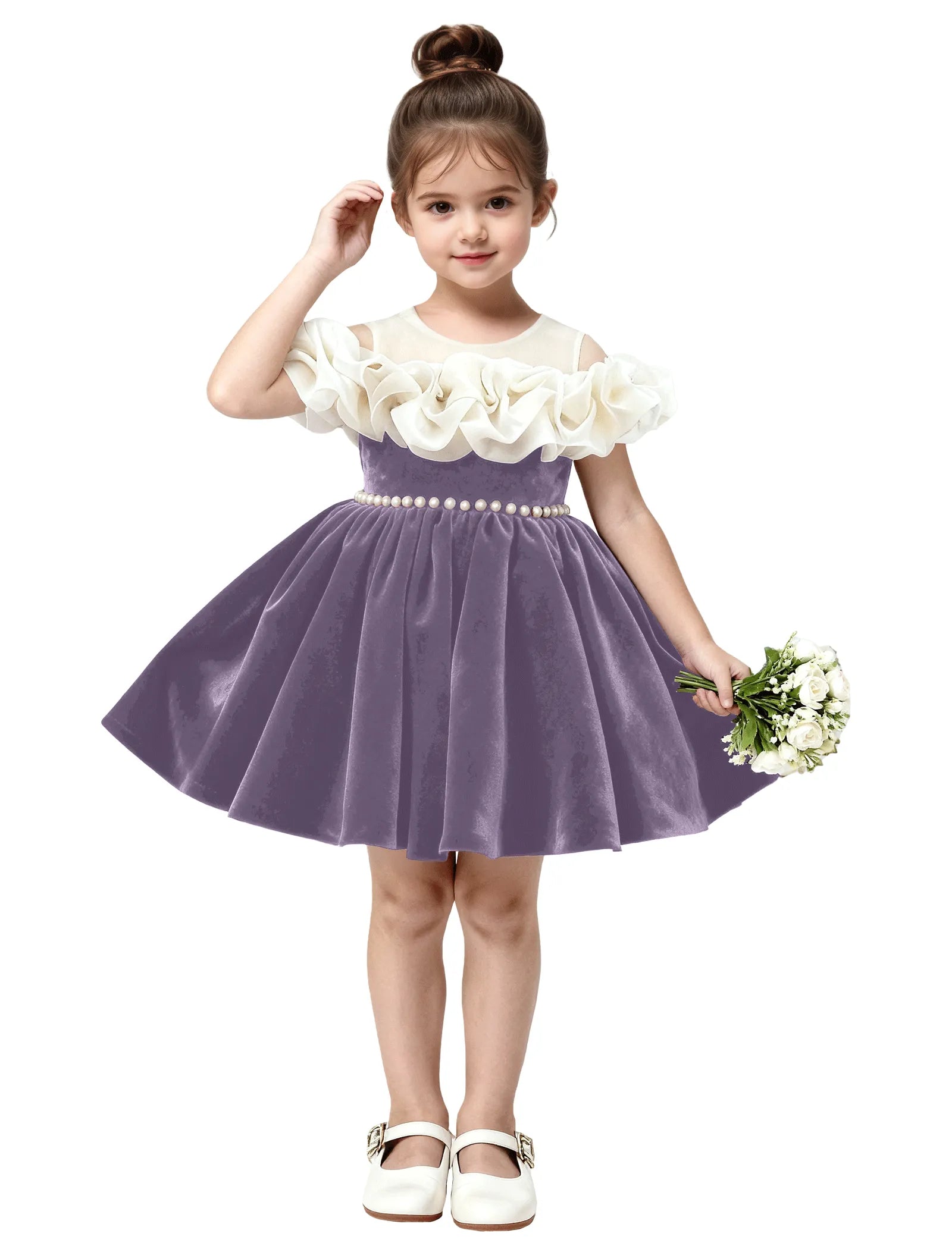 Unique Pageant Velvet Dress for Little Girls