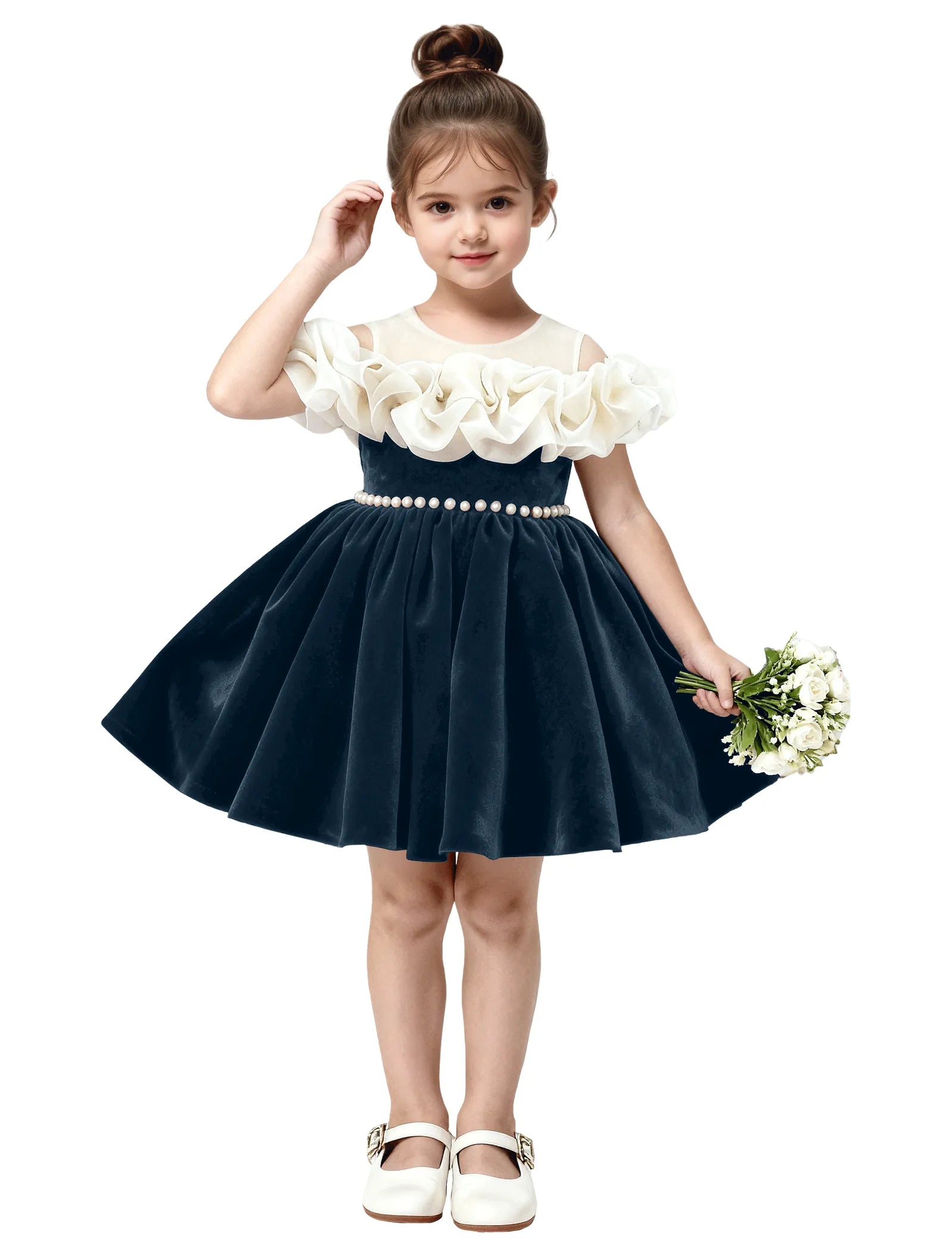 Unique Pageant Velvet Dress for Little Girls