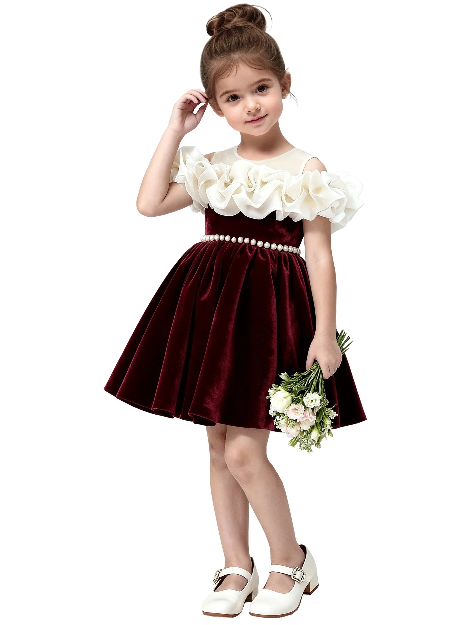 Unique Pageant Velvet Dress for Little Girls