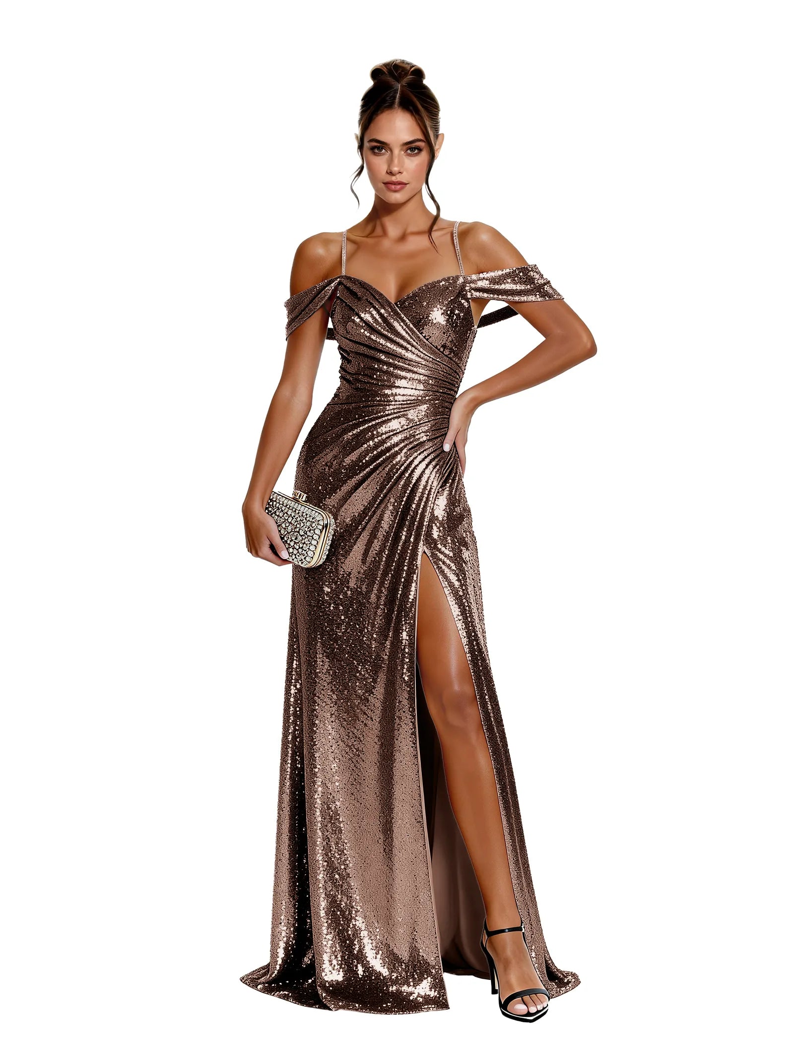 Glam Sequin Off Shoulder Dress